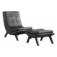 OSP Home Furnishings TSN51-B18 Tustin Lounge Chair and Ottoman Set With Black Faux Leather Fabric and Black Legs